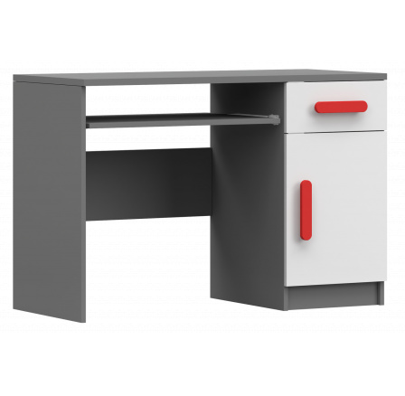 SMYK II - 08 íróasztal - Szürke/Fehér/Piros