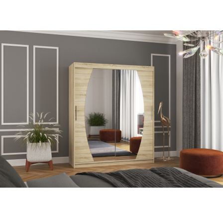 Tolóajtós szekrény tükörrel BALTIMORE 180 Sonoma+Sonoma