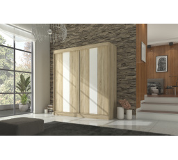 Tolóajtós szekrény lacobellel KAREN 200 Sonoma+Fehér Lacobel