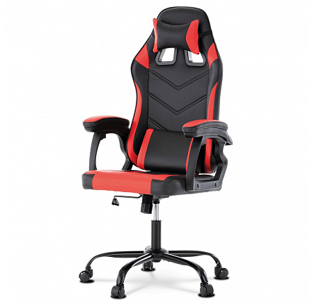 Herní křeslo, houpací mechanismus, červená ekokůže, KA-L626 RED