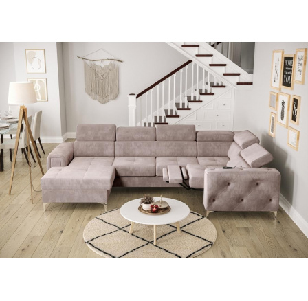 NAROŻNIK ORION MAX III RELAX Z FUNKCJĄ SPANIA 165x320x190 CM - Odcienie fioletu , prawa