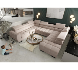 NAROŻNIK ROZKŁADANY ASPEN MAX I 265x350x225 CM - lewa , Odcienie beżu