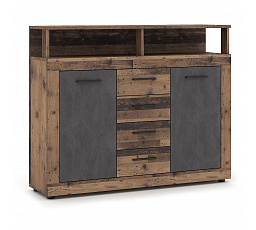 Komoda BLAGO MIDI B 119,5 cm Ciemny Dąb/Czarny