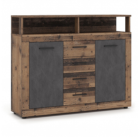 Komoda BLAGO MIDI B 119,5 cm Ciemny Dąb/Czarny