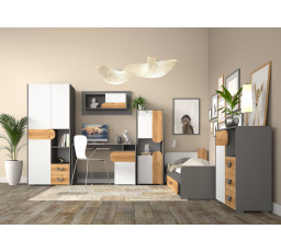 CARINI 2 mini gyerekszoba, világos grafit/fehér briliáns/nash tölgy