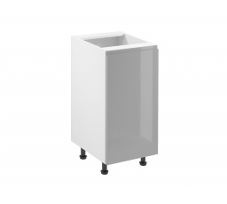 ASPEN D40 alsó konyhaszekrény, jobb oldali, szürke/fehér fényes