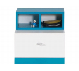 MOBI MO17 éjjeliszekrény, Fehér Lux / Türkiz