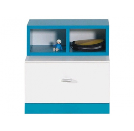 MOBI MO17 éjjeliszekrény, Fehér Lux / Türkiz