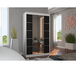 Tolóajtós szekrény tükörrel GENUA 120 Fehér+Fekete