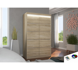 Tolóajtós szekrény LED világítással BENISSO 120 Sonoma+Sonoma