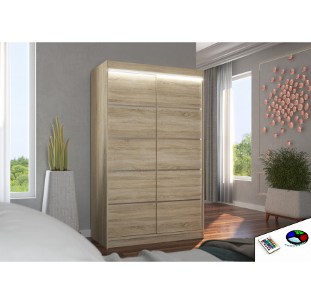 Tolóajtós szekrény LED világítással BENISSO 120 Sonoma+Sonoma