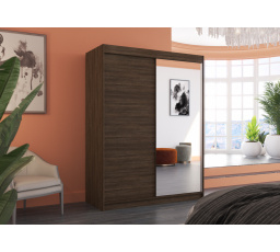 Tolóajtós szekrény tükörrel JORDI 150 Choco+Choco