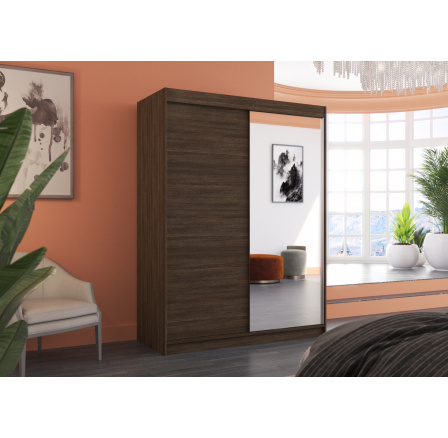 Tolóajtós szekrény tükörrel JORDI 150 Choco+Choco