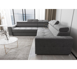 NAROŻNIK Z FUNKCJĄ SPANIA MARGO MAX 270x270 - Strona lewa , Odcienie szarości