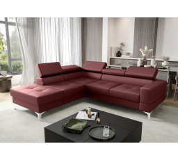 NAROŻNIK SKÓRZANY Z FUNKCJĄ SPANIA TOSCANIA II 230x250 - lewa , Odcienie czerwieni