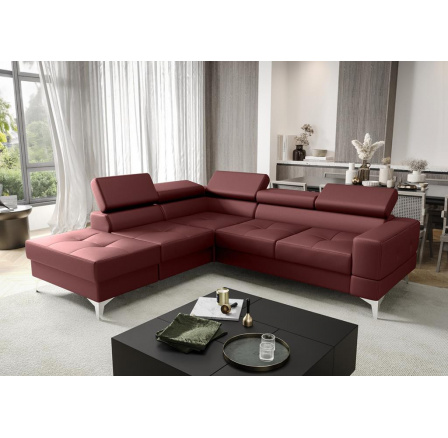 NAROŻNIK SKÓRZANY Z FUNKCJĄ SPANIA TOSCANIA II 230x250 - lewa , Odcienie czerwieni