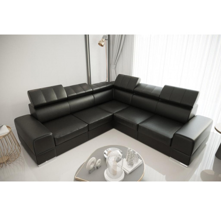 NAROŻNIK ROYAL MAX 286×286 - prawa , Czarna eko skóra