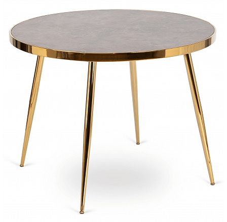 Stół TINGA 100 cm Szklany Szary Marmur/Złoty