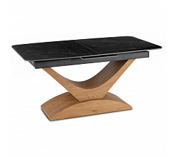 Stół ALICANTE Ceramiczny Rozkładany 160-200 cm Czarny Marmur/Dąb