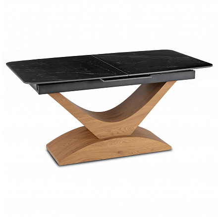 Stół ALICANTE Ceramiczny Rozkładany 160-200 cm Czarny Marmur/Dąb