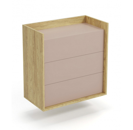 MOBIUS 3S komód, természetes/óarany rózsaszín