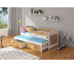 TIARRO kétszemélyes ágy korláttal 180x80 Fehér+Artisan