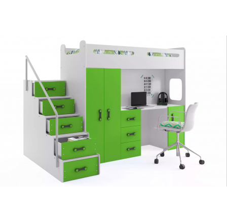 MAX 4 PIĘTROWE RAMA ZIELONY BEZ MATERACY 80 X 200 KPL