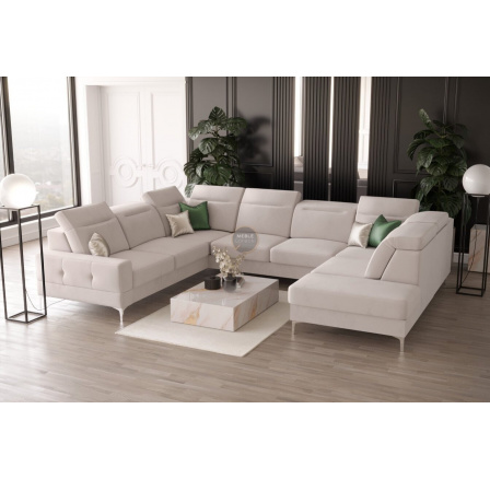 NAROŻNIK TAPICEROWANY MALIBU MAX I 260x350x220 CM - Odcienie beżu , Strona lewa