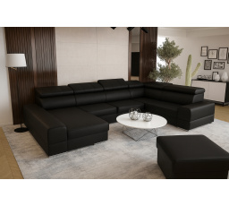 NAROŻNIK ROZKŁADANY ROYAL MAX II 230x375x185 - prawa , Czarna eko skóra