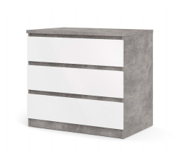 Komoda SIMPLICITY 235, Beton/Bílý lesk
