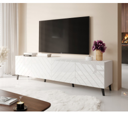 TV komód ABETO 200, matt fehér / fényes fehér