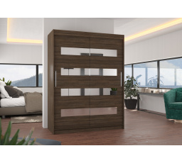 Tolóajtós szekrény tükörrel BALTIC 150 Choco+Choco