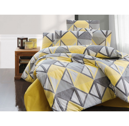 Povlečení bavlna 140x200, 70x90cm Mystery yellow nitěný knoflík