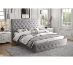 ŁÓŻKO ROMA - 160x200 , Metalowy na podnośnikach gazowych , Odcienie szarości