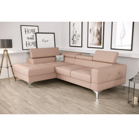 NAROŻNIK TOSCANIA MINI SKÓRA NATURALNA 170x250 CM - Odcienie różu , lewa