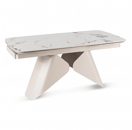 Stół Ceramiczny Rozkładany VERONA 160-240 cm Biały Marmur/Kaszmir