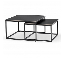 Zestaw Stolików Ceramicznych TENOR Czarny Marmur/Czarny