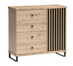 CALI C-5 komód, Artisan/Fekete matt