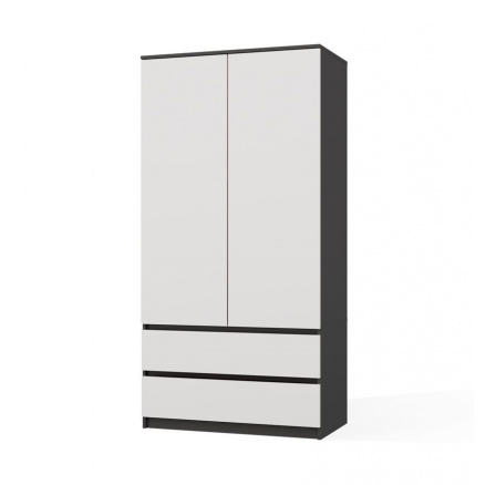 Šatní skříň Malvína 2S-90, antracit/bílá