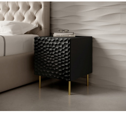 Éjjeliszekrény, fekete matt/fekete matt