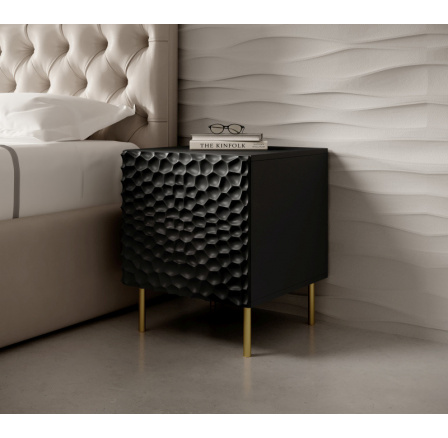 Éjjeliszekrény, fekete matt/fekete matt