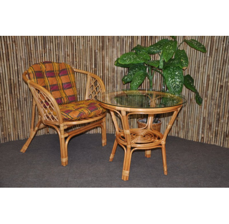 Ratanová sedací souprava Bahama 1+1 medová, polstr okrový