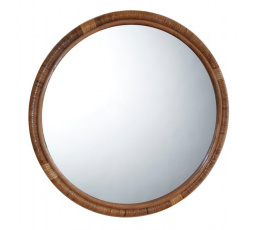 Nagy kerek rattan tükör, átmérője 80 cm