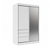Tolóajtós szekrény tükörrel HAIDAR 140 Fehér+Fehér
