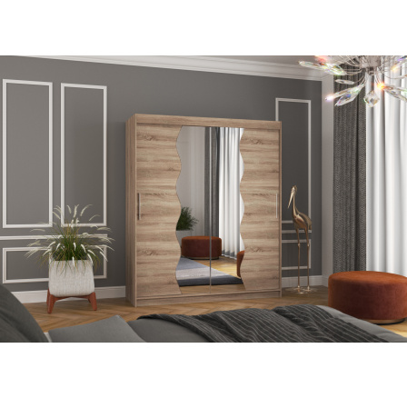 Tolóajtós és tükörrel ellátott KANSAS 180 szekrény Truffle+Truffle