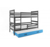 ERYK 3 OSOBOWE RAMA GRAFIT SZUFLADA NIEBIESKI 90 X 200 KPL