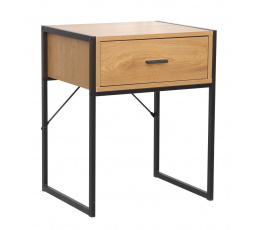 Éjjeliszekrény természetes tölgy/fekete keret SN10-FXJG