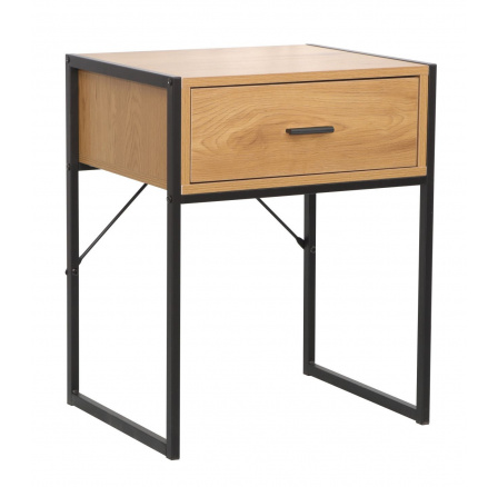 Éjjeliszekrény természetes tölgy/fekete keret SN10-FXJG