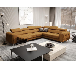 NAROŻNIK Z FUNKCJĄ RELAX ORION I 325x255 CM - prawa , Odcienie pomarańczowego