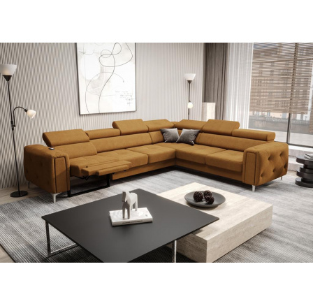 NAROŻNIK Z FUNKCJĄ RELAX ORION I 325x255 CM - prawa , Odcienie pomarańczowego